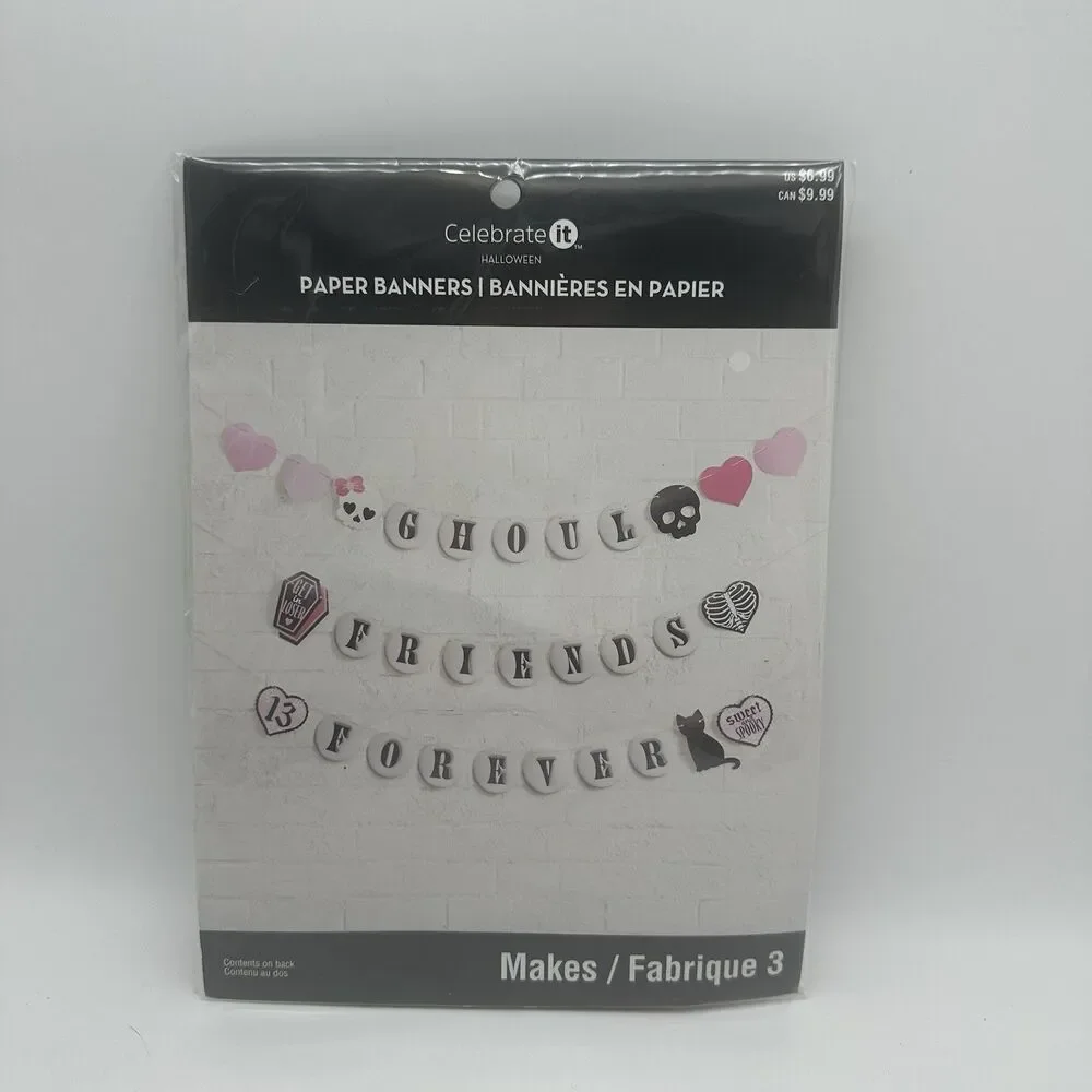 Celebrate It Halloween Paper Banners 2 Lot 6 Pc Ghouls Friends Forever